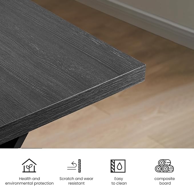 70.9 Inch Executive Desk Large Office Computer Desk with Thicken Frame Modern Simple Workstation Business Furniture for Home Office Modern Industrial Style(Black)
