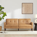 CHITA Mid-Century Sofas Furniture 73.2''W Faux Leather Sofa Couch Sets for Living Room Apartment Cognac Brown
