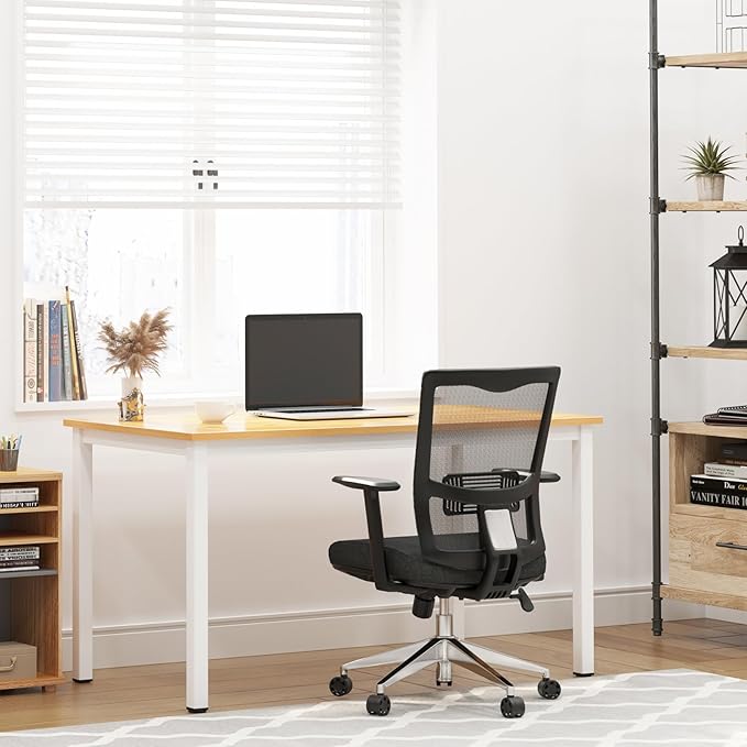Need Office Computer Desk - 47 Inches Modern Simple Heavy Duty Working Study TableModern Simple Style PC Writing TableHome Office Writing Small Desk Perfect for Training/Card/Meeting Teak&ampWhite