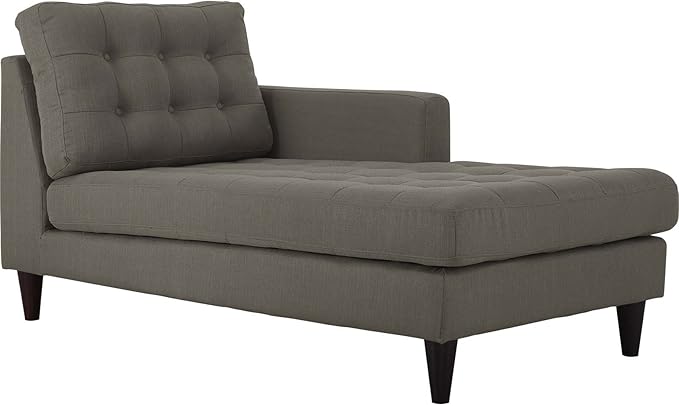 Modway Empress Mid-Century Modern Upholstered Fabric Right-Arm Chaise Lounge in Granite