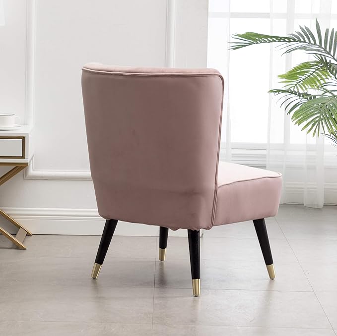 Elon Contemporary Velvet Upholstered Accent Chair Pink