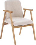 Accent Chair Mid Century Modern Armchair Comfy Reading Chair with Soft Seat &amp Solid Wood Legs for Living Room Office Bedroom Vanity (Beige-1)