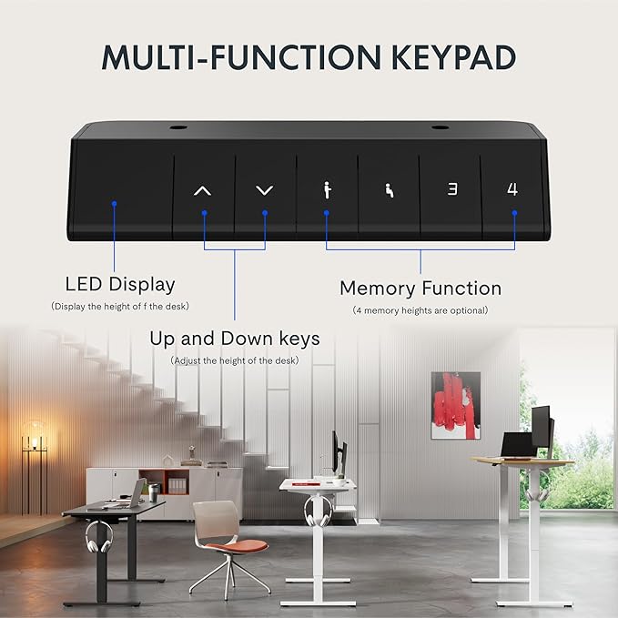 FLEXISPOT Standing Desk Electric Height Adjustable Desk with 48 x 24 Inches Splice Board Ergonomic Memory Controller Black Top + Black Frame