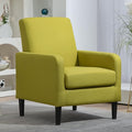 Minimalist Upholstered Armchair with Ergonomic Design Padded Seat &amp Curved Armrest Decorative Comfy Accent Chair Ideal for Living Room Bedroom Office Yellow Green