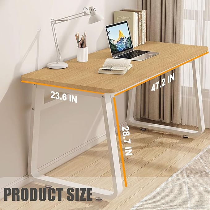 Small Office Computer Desk Writing Desk Waterproof and Scratch-ResistantSturdy Study Writing Desk with Wooden Tabletop and Metal Frame for Bedroom