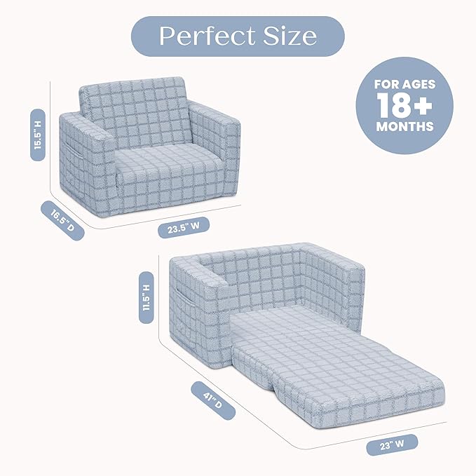 Delta Children Checkered Cozee Flip-Out Chair Blue