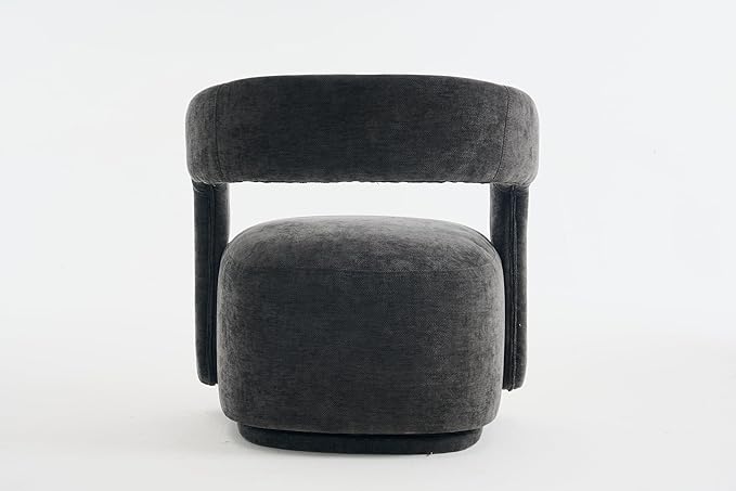 KEIKI Swivel Barrel Chair Modern Accent Chair for Office/Cafe 360° Rotation Ergonomic Design Easy Assembly Comfy Chenille Fabric