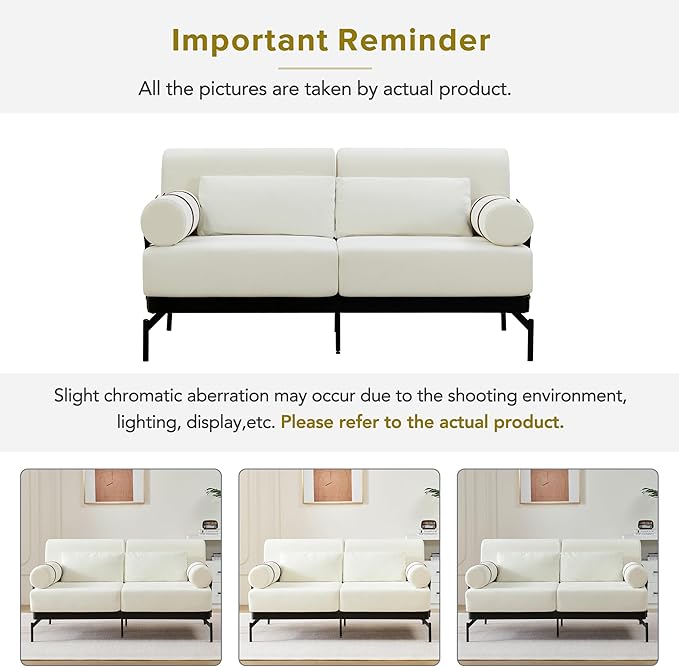 Ball &amp Cast Futon Sofa with Flexible USB Ports Modern Loveseat Sofa Couch 2-Seater Sofa with Unique Cylindrical Armrestsfor Small Spaces Living Room or Office Corduroy Futons Sofas (White)