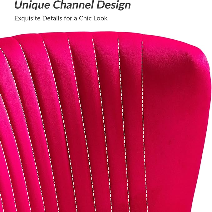 HULALA HOME 3 Piece Velvet Living Room Furniture Set Modern Comfy Upholstered Chair Set with Golden Legs include Loveseat &amp 2 Accent Chairs for Bedroom FUCHSIA Tufted 2-Seater Sofa &amp Armles