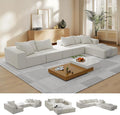 132'' Oversized Cloud Couch Sectional Modular Sectional Sofa with 6 Pillows Comfy Chenille L Shape Couch with 6 Deep Seat Convertible Sleeper Boneless Couches for Living Room No Assembly Beige