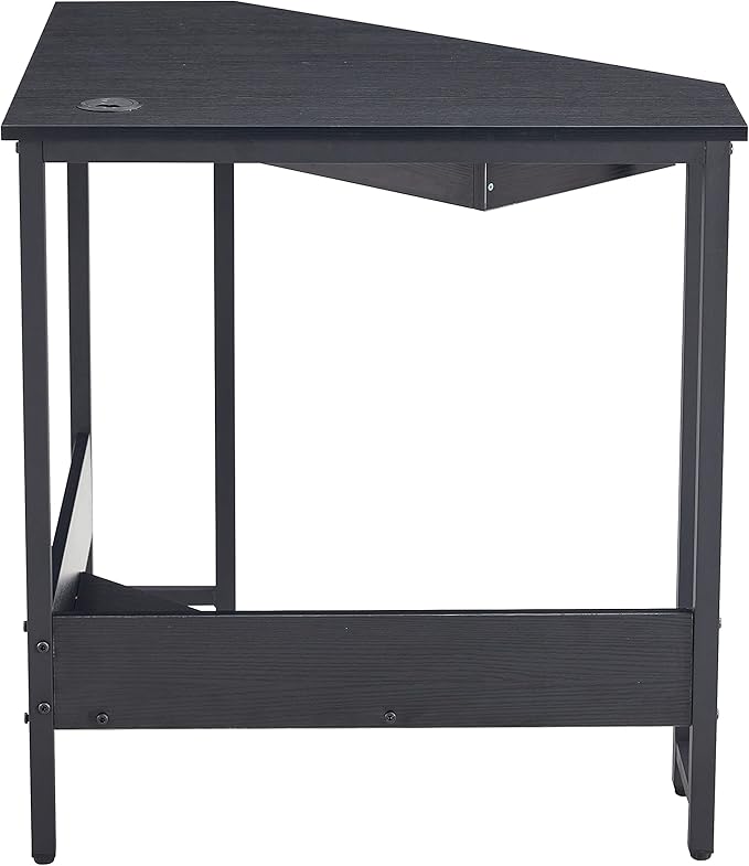 Triangle Computer DeskCorner Desk with Smooth Keyboard Tray&amp Storage ShelvesCompact Home OfficeSmall Desk with Sturdy Steel Frame As Workstation for Small SpaceBlack28.34''L 24''W 30.11''H