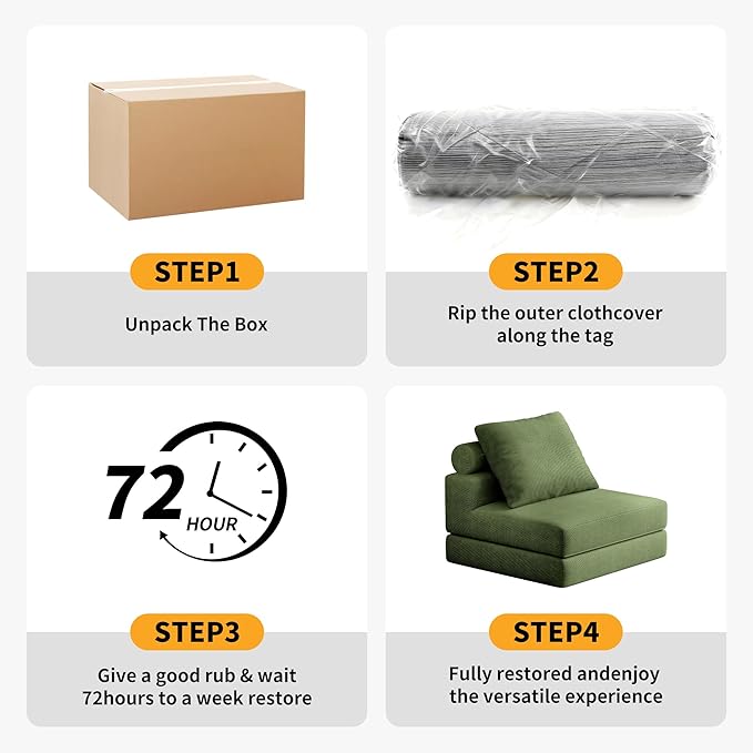 Folding Sofa Bed 3-in-1 Convertible Sleeper Chair Bed with Pillows Foldable Floor Couch with High-Density Foam Futon Small Boneless Couch for Living Room Bedroom Lounge Single Green
