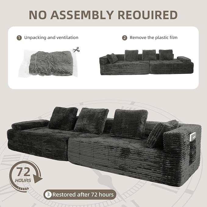 126 Modular Sleeper Couch Sectional Couches for Living Room Ergonomic Memory Foam Sleeper Sofa Oversized Loveseat Sofa Bed Bedroom Apartment Office | Ergonomic No Assembly Required