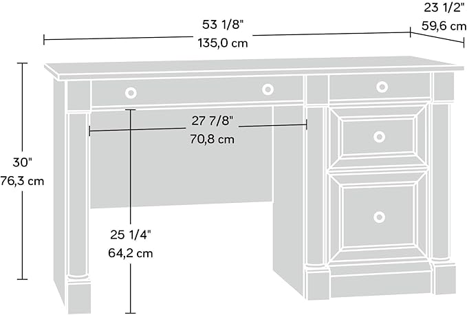 Sauder Palladia Computer Desk with Drawers Home Office Desk with File Cabinet Storage Drawer Cable Management Keyboard Tray in Wind Oak Finish