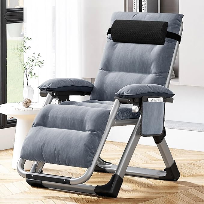 MOPHOTO Comfy Folding Chair for Living Room Foldable Recliner Chair Lounge Chairs with Mattress for Indoor Outdoor Leisure Chair Adjustable Reclining Chairs for Adults