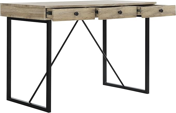 Safavieh Home Office Hilton Modern Rustic Brown and Black 3-drawer Desk