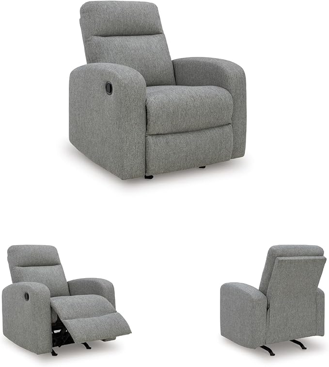 Signature Design by Ashley Carrigan Lane Modern Pull Tab Rocking Recliner Light Gray
