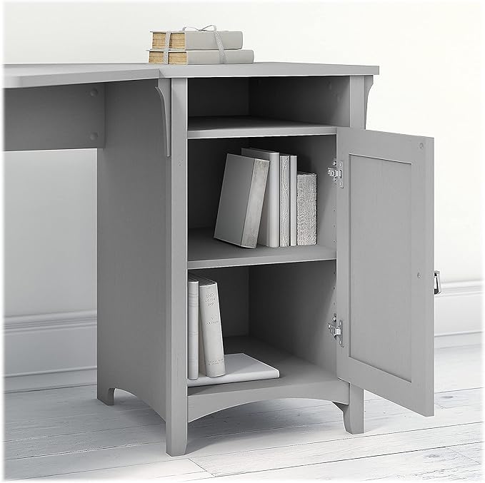 Bush Furniture Salinas 55W Corner Desk with Storage in Cape Cod Gray Compact Workstation for Home Office L Shaped Desktop Solution