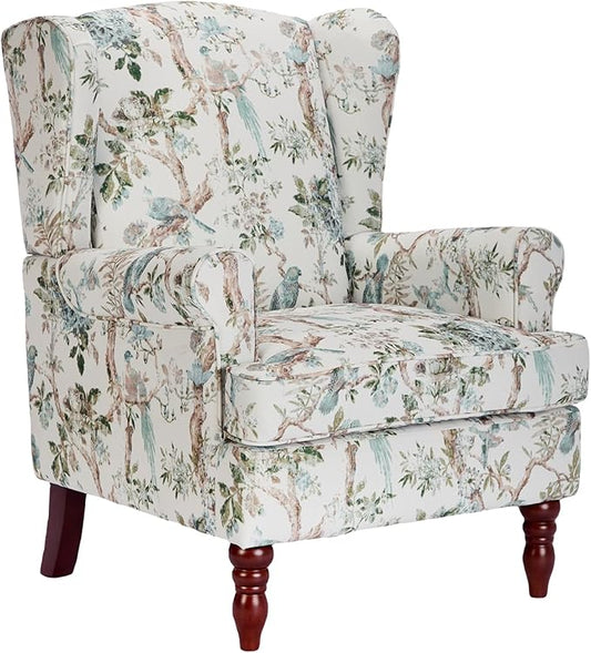 Chifee &amp Vingol Wingback Chair High Back Armchair Upholstered Living Room Chairs Comfy Single Sofa ChairBird