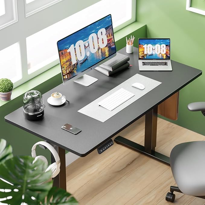 Electric Height Adjustable Standing Desk 40x24 Inches Ergonomic Sit-to-Stand Rising Computer Table for Home Office