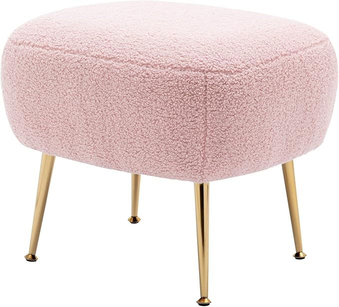 Modern Comfy Leisure Accent Chair Teddy Short Plush Particle Velvet Armchair with Ottoman for Living Room