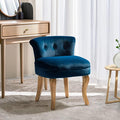 HULALA HOME Velvet Vanity Stool with Low Back Modern Vanity Chair with Solid Wood Legs Small Upholstered Makeup Chair Home Decor for Bedroom Living Room Dressing Table Women Girls Navy