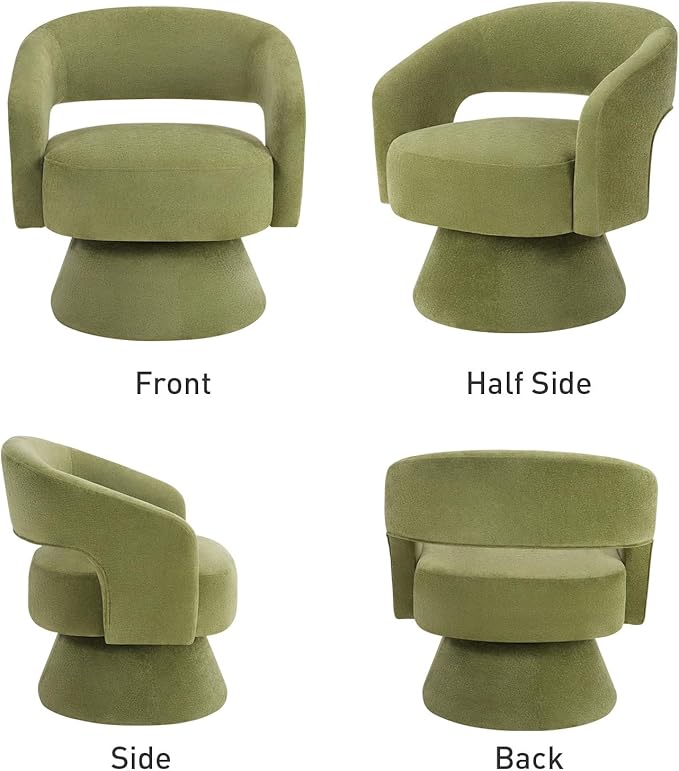 Bonzy Home Swivel Barrel Chair Velvet Accent Armchair 360 Degree Swivel Club Chair for Living Room Bedroom Reception Room 2 Pack Green