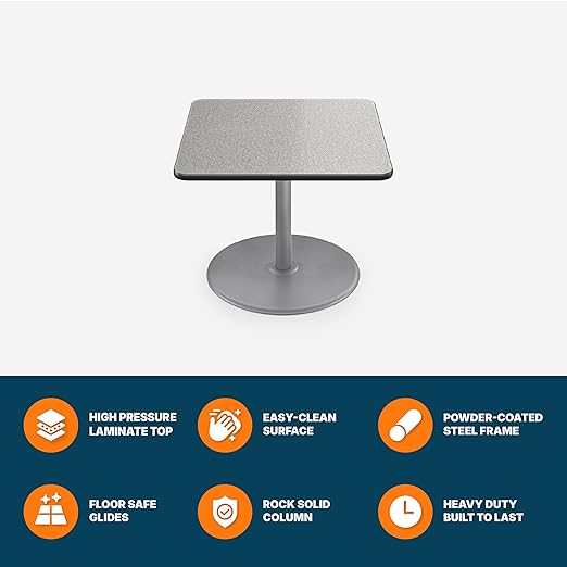 OEF Furnishings OEFCTG33636RDGY Premium Commercial-Grade Restaurant and Breakroom Cafe Table (Square 36 in Side 30 in Dining Height Round-Base Gray Frame Gray Nebula Laminate)