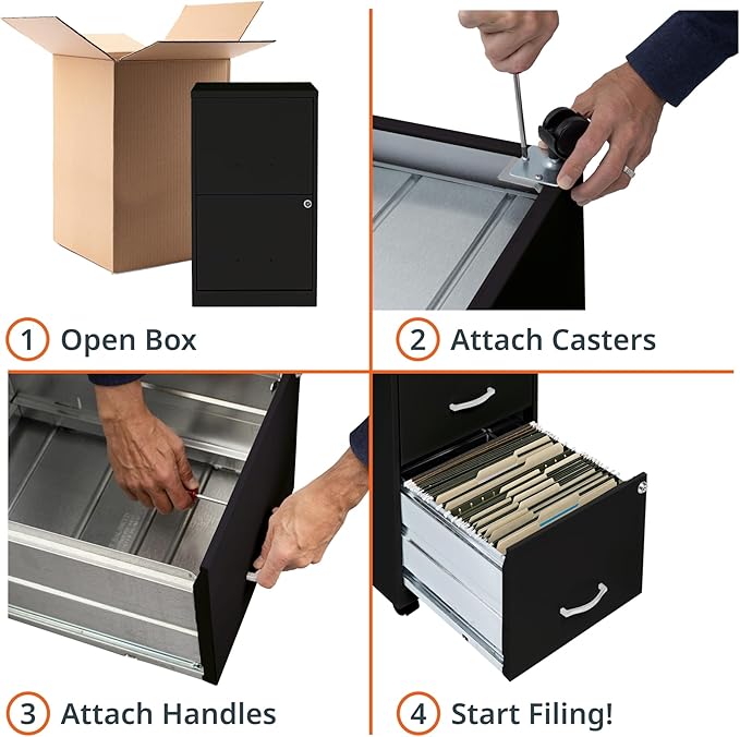 Lorell 2-Drawer Mobile File Cabinet 14.2 x 18 x 26.5 Black