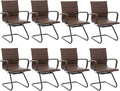 CIMOTA Waiting Room Chairs Set of 8 Leather Office Guest Chair Mid Back Reception Chairs with Sled Base for Meeting/Patient/Conference Room Retro Brown 8PCS