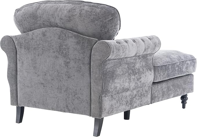 KEIKI Oversized Chaise Lounge Chenille Upholstered Single Sofa Couch BedLazy Sleeper Armchair for Living RoomBedroom