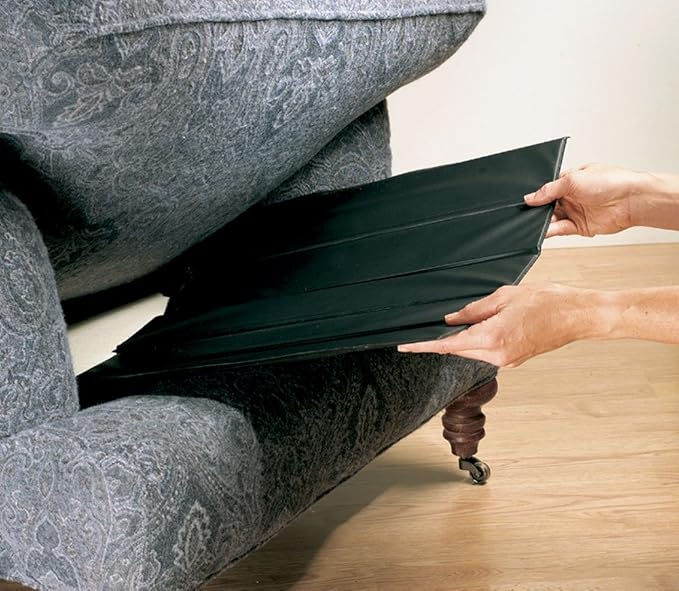 Miles Kimball Black Vinyl-Covered Sofa Furniture Saver and Seat Support – 19 L x 66 W - Foldable Particle Board
