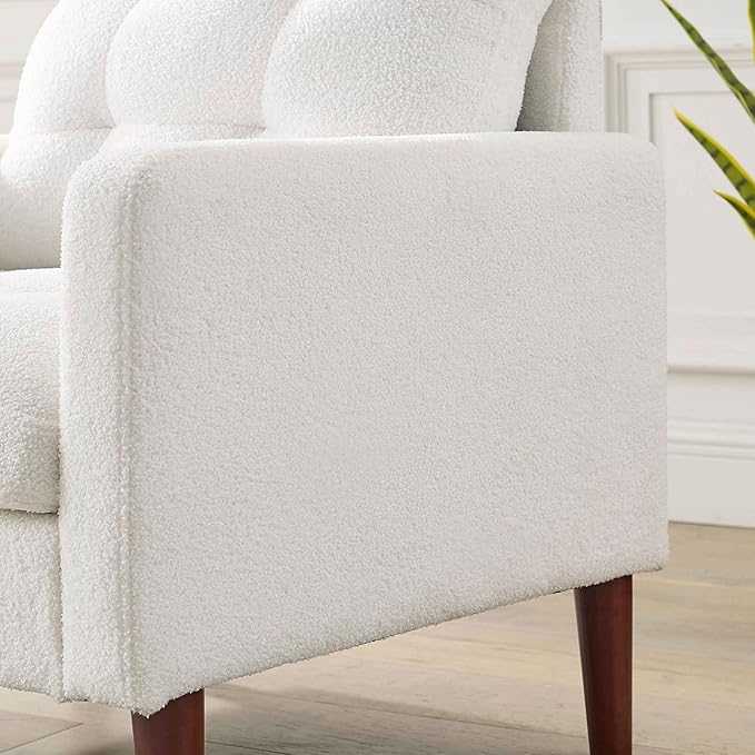 Modern Fabric Single Sofa Chair Living Room Chair Comfortable Armchair with Solid Wood Legs Tufted Chair for Reading or Lounging