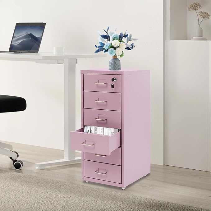 4 Drawer File Cabinet with Lock Metal Filing Cabinet for Home and Office Storage for A4 Letter Legal Files Assembly Required Purple