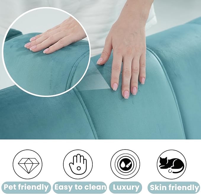 Brelice Futon Sofa Bed 80 Sleeper Loveseat Futon Couch with Cup Holders &amp Side Pockets Velvet Sofa Cama for Living Room and Small SpaceTeal