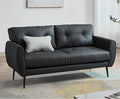 TYBOATLE Sofa Couch 61 Small Loveseat Couches for Living Room Black Faux Leather Couch Mid Century Modern Tufted Mini Sofa Comfy Office 2 Seat Settee Love Seat Couches for Small Spaces Bedroom