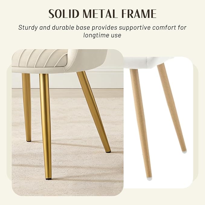 Accent Velvet Makeup Vanity Chair Boucle Modern Tufted Girls Desk Chair No Wheels with Gold Metal Legs 20 Extra Wide Cushion Armchair for Bedroom Bathroom Dining Room Living Room Cream Beige