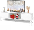 WLIVE TV Stand for 65 Inch TV Mid Century Modern Entainment Center with 2 Storage Cabinets &amp Open Shelf TV Console Table Media with Metal Legs for Living Room Bedroom White