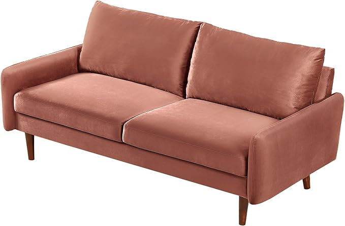 Kent Velvet Sofa for Modern Living Rooms and Compact Spaces Comfy 3 Seater Couch Studio Apartment Furniture with Sleek Design Rose