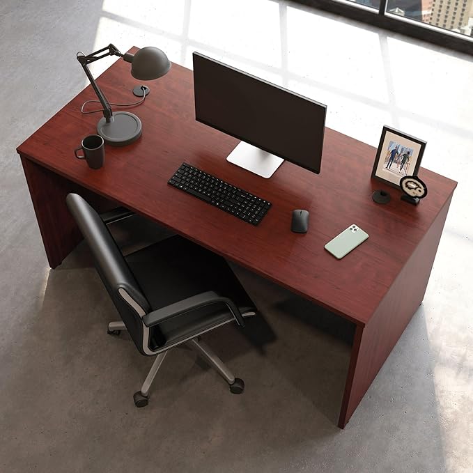 OfficeWorks by Sauder Affirm 60'' Desk Shell L: 59.06'' x W: 29.53'' x H: 29.29'' Classic Cherry