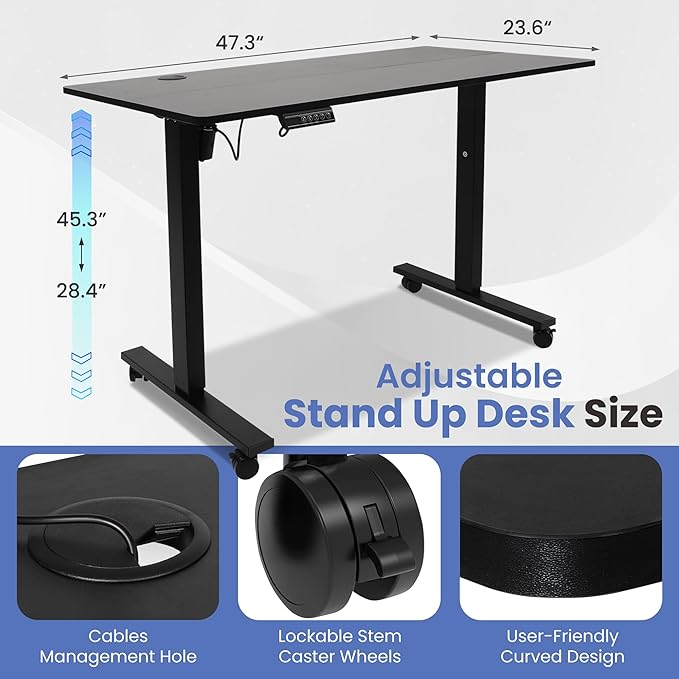 AJP Distributors Raising Desk Gaming Table with Smart Control for BedroomGamingOffice