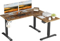 Shahoo L-Shaped Electric Standing Desk 63 x 48 Inches Height Adjustable Coner Table Home Office Computer Workstation Rustic Brown 63 x 48 Inch