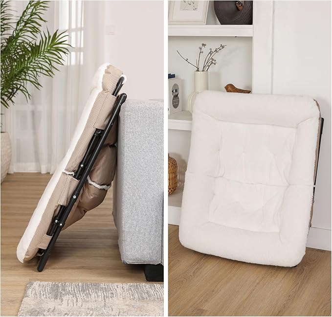 Comfy Saucer Chair for Adults Soft Faux Fur Bedroom Chair Accent Dorm Chairs Flexible Living Room Reading Chairs Oversized Folding Seat for Teens X-Large White