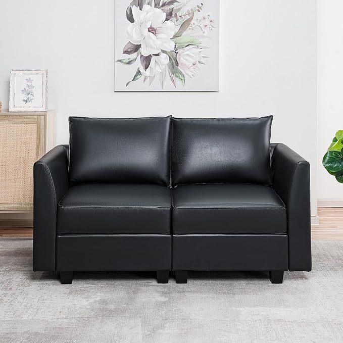 Naomi Home Elizabeth Modern DIY Collection Black/Loveseat/Air Leather