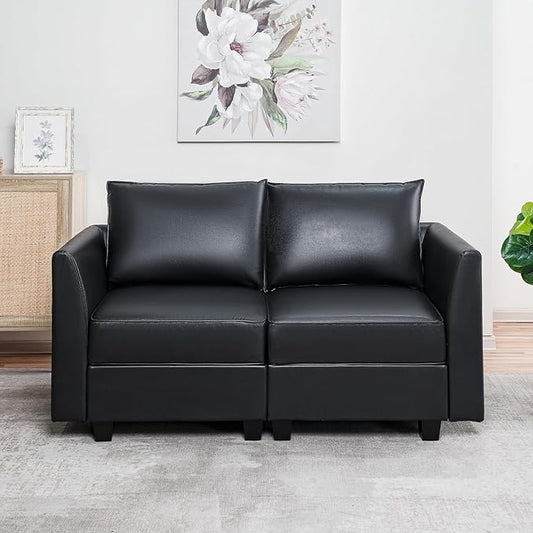 Naomi Home Elizabeth Modern DIY Collection Black/Loveseat/Air Leather