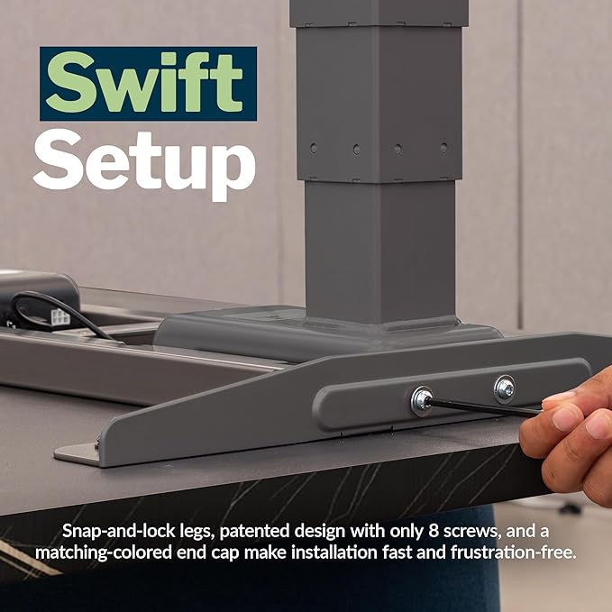 Vari ComfortEdge 60x30 Inch Adjustable Electric Standing Desk – Limited Edition Sit Stand VariDesk with Memory Presets &amp Sloped Front Edge + Tool-Free Assembly (Black Marble/Slate Legs)