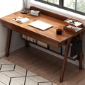 Writing Desk Home Office Workstation Computer Desk Mid-Century Modern Walnut Desk with 2 Drawers and Storage Shelves(47 Inch Walnut)