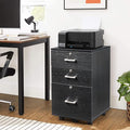 Black Rolling Home Office File Cabinets Wooden File Cabinets for Home Office Lateral File Cabinet Wood File Cabinet Mobile File Cabinet Mobile Storage Cabinet Filing Storage Drawer 40 x 40 x 66CM