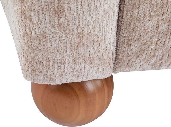 Christopher Knight Home Lindy Wingback Accent Chair Upholstered Armchair with Rounded Wooden Legs Curved Backrest Single Sofa Soft Cushion Seating Comfy Lounge Chair for Living Room Beige Brown