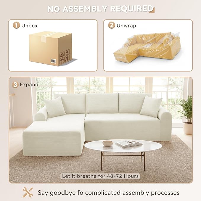 103 Cloud Modular Sectional Couch for Living RoomModern L-Shape Sofa Couch with Chaise Upholstered Modular Sectional Sofa with Deep SeatNo Assembly Required(Beige Left Facing Chaise)